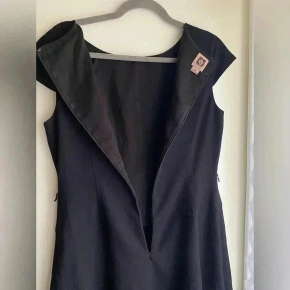 Anne Klein Black Dress Size 10 Midi Fit and Flare Cap Sleeve A Line Zipper Back - Picture 5 of 10